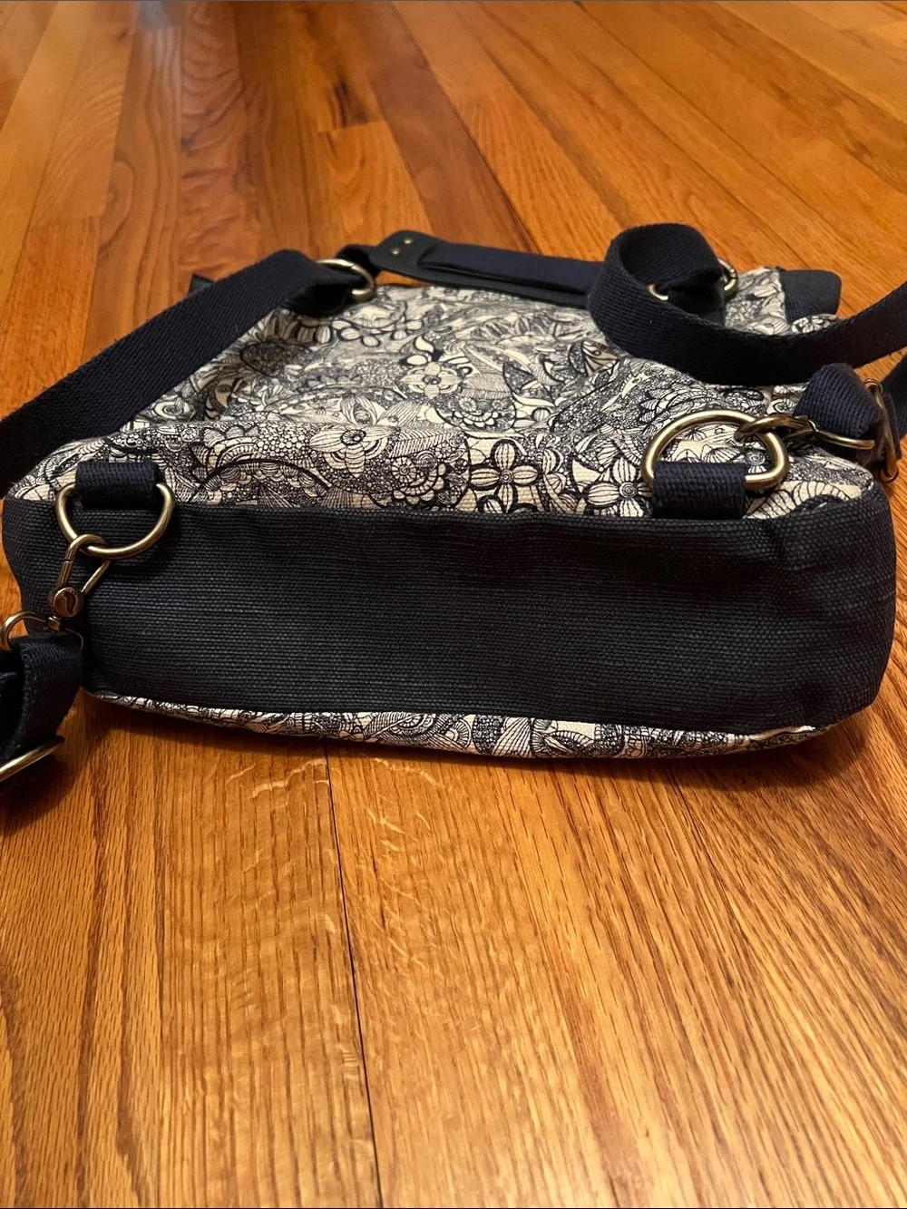 Sakroots Navy & White Floral Doodle Flap Backpack